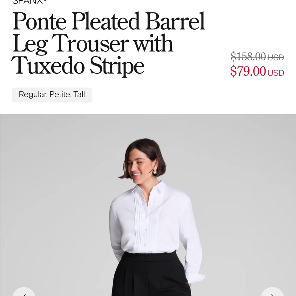 SPANX Black Ponte Pleated Barrel Leg Trouser - beautiful!
